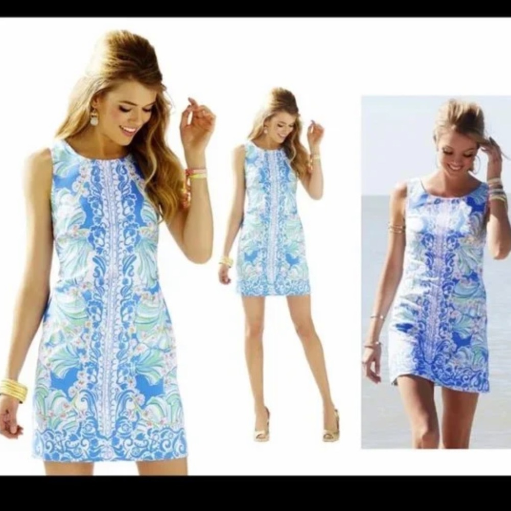 Lilly Pulitzer Blue Bay Coasting Shells Dress 6